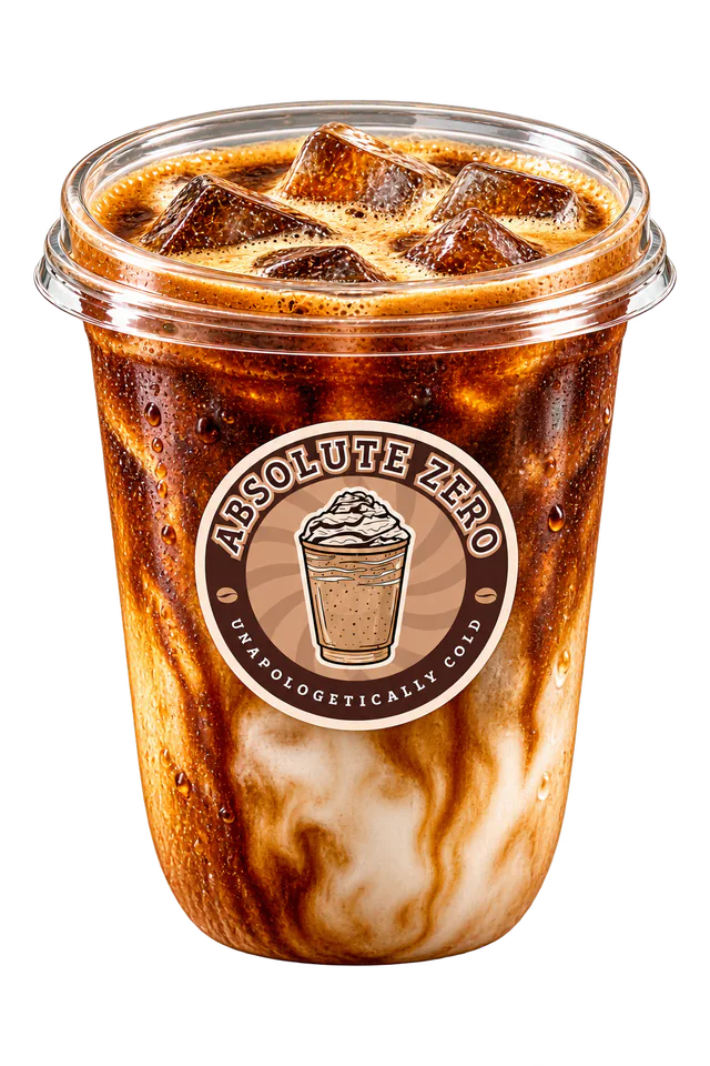 Open cup of brown sugar iced espresso with amber coffee and a small milk bloom